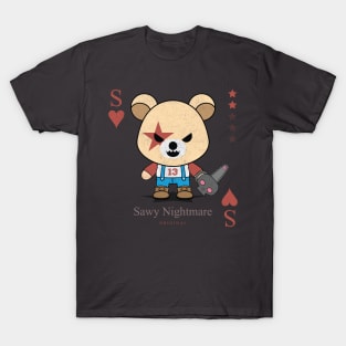 Sawy Nightmare Evil bear chainsaw cute scary cool Halloween card T-Shirt